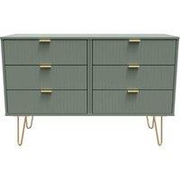 Welcome Furniture Ready Assembled Linear 6 Drawer Chest In Reed Green, Green