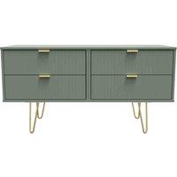 Welcome Furniture Ready Assembled Linear 4 Drawer Bed Box In Reed Green, Green