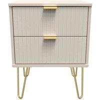 Welcome Furniture Ready Assembled Linear 2 Drawer Bedside Cabinet In Kashmir Matt, Cream