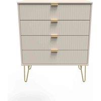 Welcome Furniture Ready Assembled Linear 4 Drawer Chest In Kashmir Matt, Cream