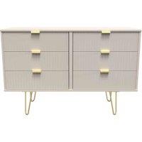 Welcome Furniture Ready Assembled Linear 6 Drawer Chest In Kashmir Matt, Cream