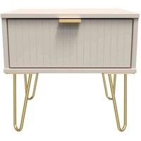 Welcome Furniture Ready Assembled Linear 1 Drawer Bedside In Kashmir Matt, Cream