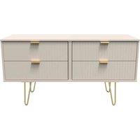 Welcome Furniture Ready Assembled Linear 4 Drawer Bed Box In Kashmir Matt, Cream