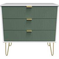 Welcome Furniture Ready Assembled Linear 3 Drawer Chest In Labrador Green & White, Green