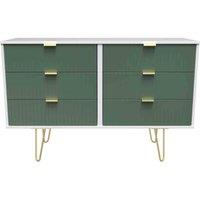 Welcome Furniture Ready Assembled Linear 6 Drawer Chest In Labrador Green & White, Green