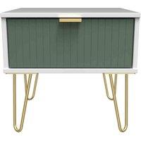 Welcome Furniture Ready Assembled Linear 1 Drawer Bedside In Labrador Green & White, Green