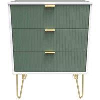 Welcome Furniture Ready Assembled Linear 3 Drawer Chest In Labrador Green & White, Green