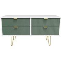 Welcome Furniture Ready Assembled Linear 4 Drawer Bed Box In Labrador Green & White, Green