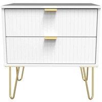 Welcome Furniture Ready Assembled Linear 2 Drawer Side Table In White Matt, White