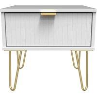 Welcome Furniture Ready Assembled Linear 1 Drawer Side Table In White Matt, White