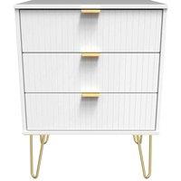 Welcome Furniture Ready Assembled Linear 3 Drawer Midi Sideboard In White Matt, White