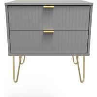 Welcome Furniture Ready Assembled Linear 2 Drawer Side Table In Dusk Grey, Grey
