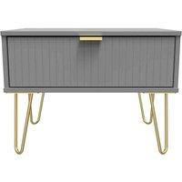 Welcome Furniture Ready Assembled Linear 1 Drawer Wide Side Table In Dusk Grey, Grey