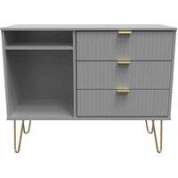 Welcome Furniture Ready Assembled Linear 3 Drawer Tv Unit In Dusk Grey, Grey