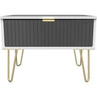 Welcome Furniture Ready Assembled Linear 1 Drawer Wide Side Table In Deep Black & White, Black