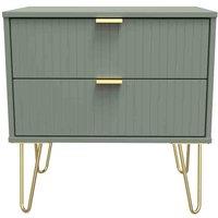 Welcome Furniture Ready Assembled Linear 2 Drawer Side Table In Reed Green, Green