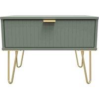 Welcome Furniture Ready Assembled Linear 1 Drawer Wide Side Table In Reed Green, Green