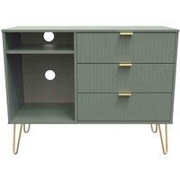 Welcome Furniture Ready Assembled Linear 3 Drawer Tv Unit In Reed Green, Green