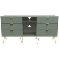 Welcome Furniture Ready Assembled Linear 6 Drawer Sideboard In Reed Green, Green
