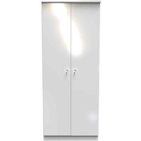 Welcome Furniture Ready Assembled Lumiere 2 Door Wardrobe With Sensor Lighting With Led Lights In White Gloss, White
