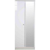 Welcome Furniture Ready Assembled Lumiere 2 Door Mirror Wardrobe With Sensor Lighting With Led Lights In White Gloss, White