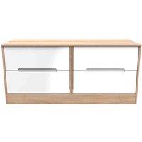 Welcome Furniture Ready Assembled Monaco 4 Drawer Bed Box In White Gloss & Bardolino Oak, White