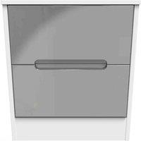 Welcome Furniture Ready Assembled Monaco 2 Drawer Bedside Cabinet In Grey Gloss & White, Grey