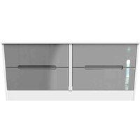 Welcome Furniture Ready Assembled Monaco 4 Drawer Bed Box In Grey Gloss & White, Grey