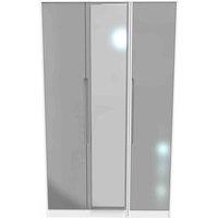 Welcome Furniture Ready Assembled Monaco Tall Triple Mirror Wardrobe In Grey Gloss & White, Grey