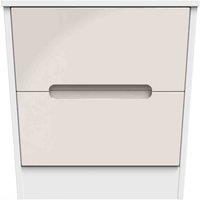 Welcome Furniture Ready Assembled Monaco 2 Drawer Bedside Cabinet In Kashmir Gloss & White, Cream