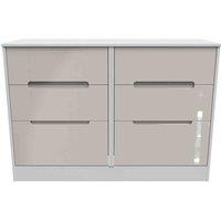 Welcome Furniture Ready Assembled Monaco 6 Drawer Wide Chest In Kashmir Gloss & White, Brown