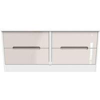 Welcome Furniture Ready Assembled Monaco 4 Drawer Bed Box In Kashmir Gloss & White, Brown