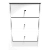 Welcome Furniture Ready Assembled Padstow 3 Drawer Bedside Cabinet In White, White