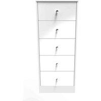 Welcome Furniture Ready Assembled Padstow 5 Drawer Tallboy In White, White