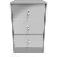 Welcome Furniture Ready Assembled Padstow 3 Drawer Bedside Cabinet In Uniform Grey & Dusk Grey, Grey