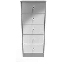 Welcome Furniture Ready Assembled Padstow 5 Drawer Tallboy In Uniform Grey & Dusk Grey, Grey