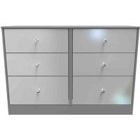Welcome Furniture Ready Assembled Padstow 6 Drawer Wide Chest In Uniform Grey & Dusk Grey, Grey