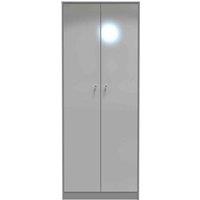 Welcome Furniture Ready Assembled Padstow 2 Door Wardrobe In Uniform Grey & Dusk Grey, Grey