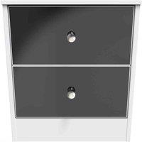 Welcome Furniture Ready Assembled Padstow 2 Drawer Bedside Cabinet In Black & White, Black
