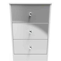 Welcome Furniture Ready Assembled Padstow 3 Drawer Bedside Cabinet In Uniform Grey & White, Grey