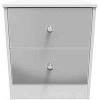 Welcome Furniture Ready Assembled Padstow 2 Drawer Bedside Cabinet In Uniform Grey & White, Grey