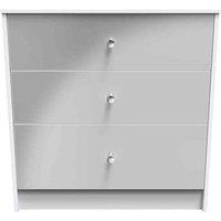 Welcome Furniture Ready Assembled Padstow 3 Drawer Deep Chest In Uniform Grey & White, Grey