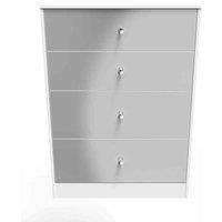 Welcome Furniture Ready Assembled Padstow 4 Drawer Deep Chest In Uniform Grey & White, Grey