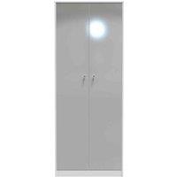Welcome Furniture Ready Assembled Padstow 2 Door Wardrobe In Uniform Grey & White, Grey