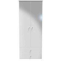 Welcome Furniture Ready Assembled Padstow 2 Door 2 Drawer Wardrobe In Uniform Grey & White, Grey