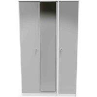 Welcome Furniture Ready Assembled Padstow Triple Mirror Wardrobe In Uniform Grey & White, Grey