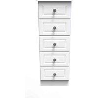 Welcome Furniture Ready Assembled Pembroke 5 Drawer Tallboy In White Ash, White