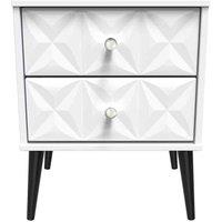Welcome Furniture Ready Assembled Pixel 2 Drawer Bedside Cabinet In White Matt, White
