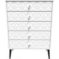 Welcome Furniture Ready Assembled Pixel 5 Drawer Chest In White Matt, White