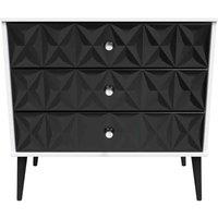 Welcome Furniture Ready Assembled Pixel 3 Drawer Chest In Deep Black & White, Black